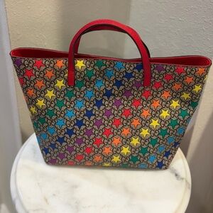 Gucci Red Multicolor Star Tote